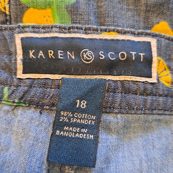 Karen Scott Denkm Lemon Print Skort Plus Size 18 - Picture 3 of 4